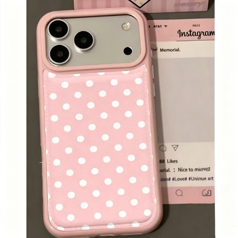 Y2K Phone Accessories - 인스 트렌디 귀여운 핑크 물방울 무늬
