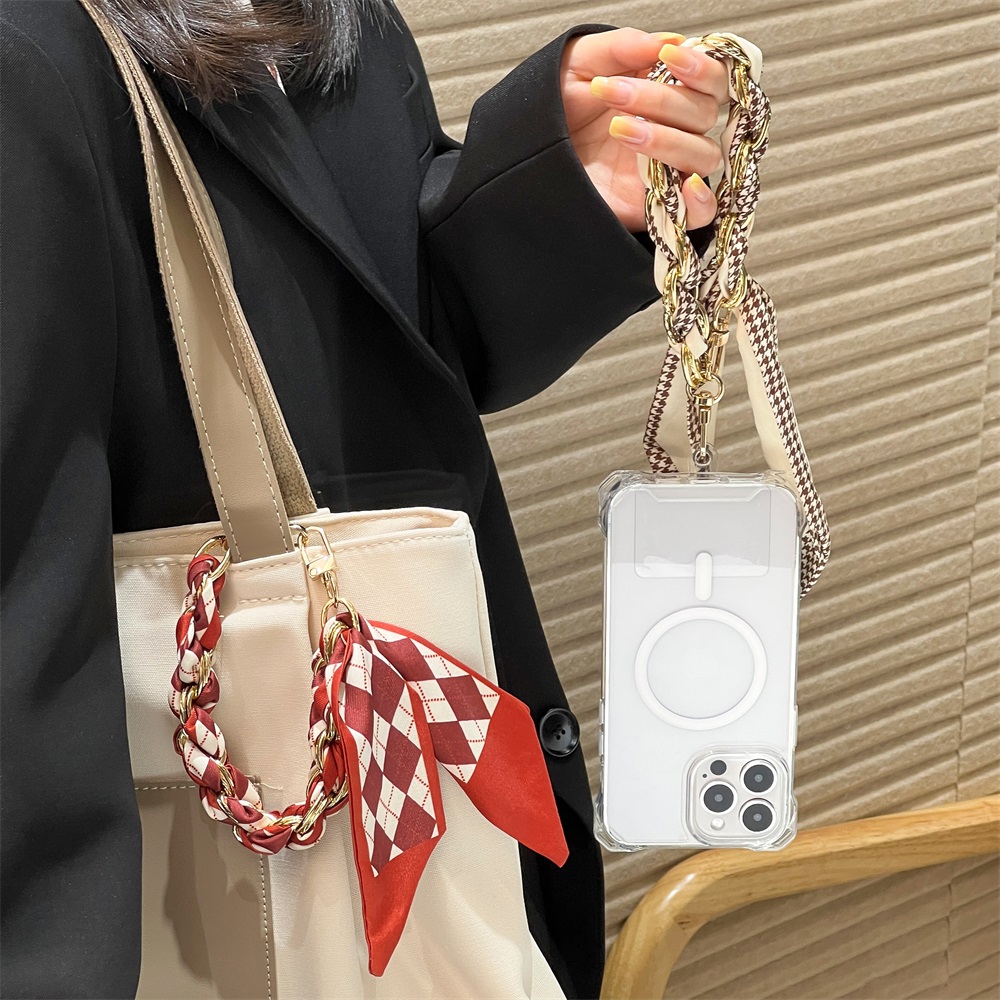 Phone Accessories Chain - 휴대폰 짧은 끈 범용 실크 스카프