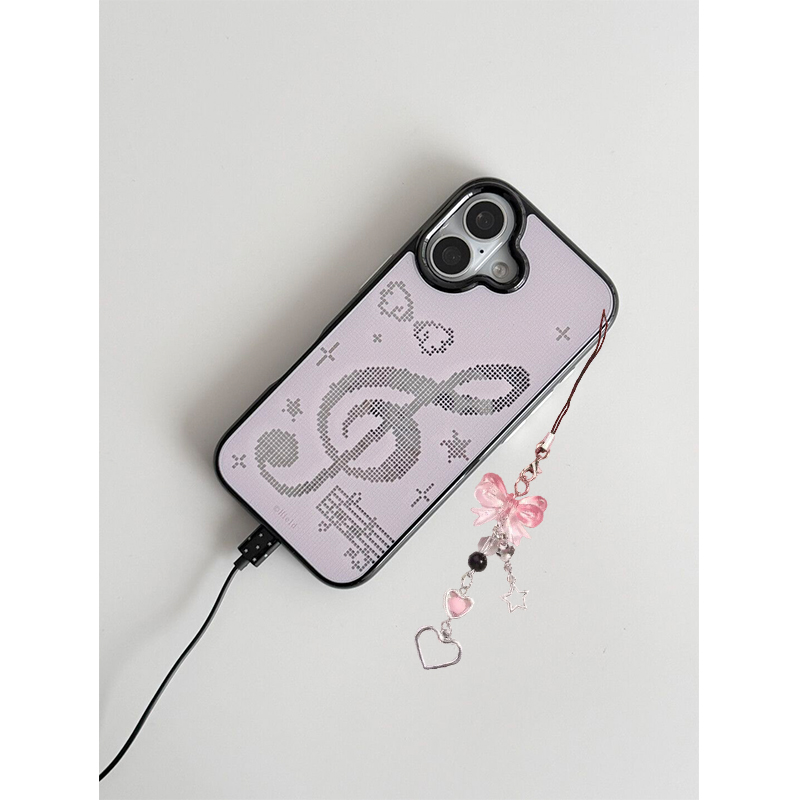 Y2K Phone Accessories - INS 한국 핑크 모자이크 음표 무늬