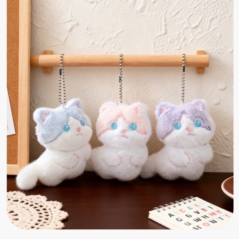 Phone Accessories For Car - 귀여운 삼색 고양이 플러시 키체인, 가방