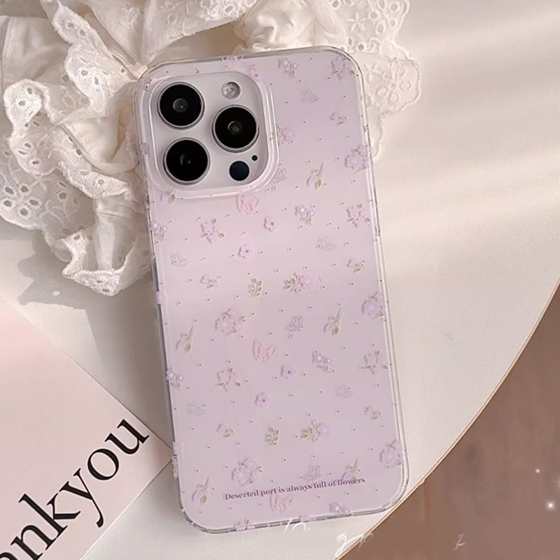 Y2K Phone Accessories - 인스 한국식 퍼플 플로럴 젠틀 힐링