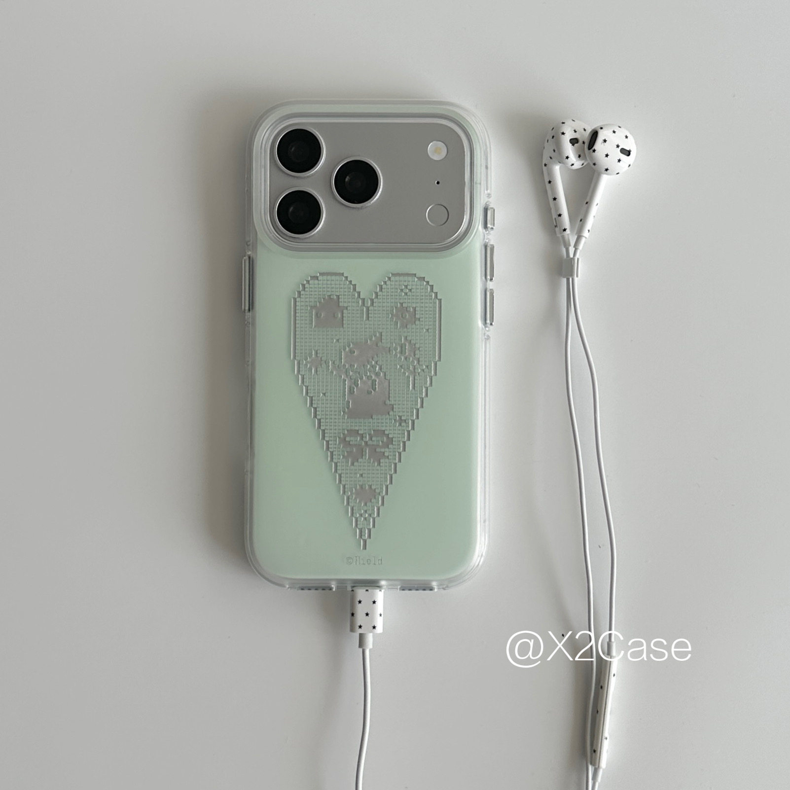 Y2K Phone Accessories - 한국 인싸템 니치 그린 러브 픽셀