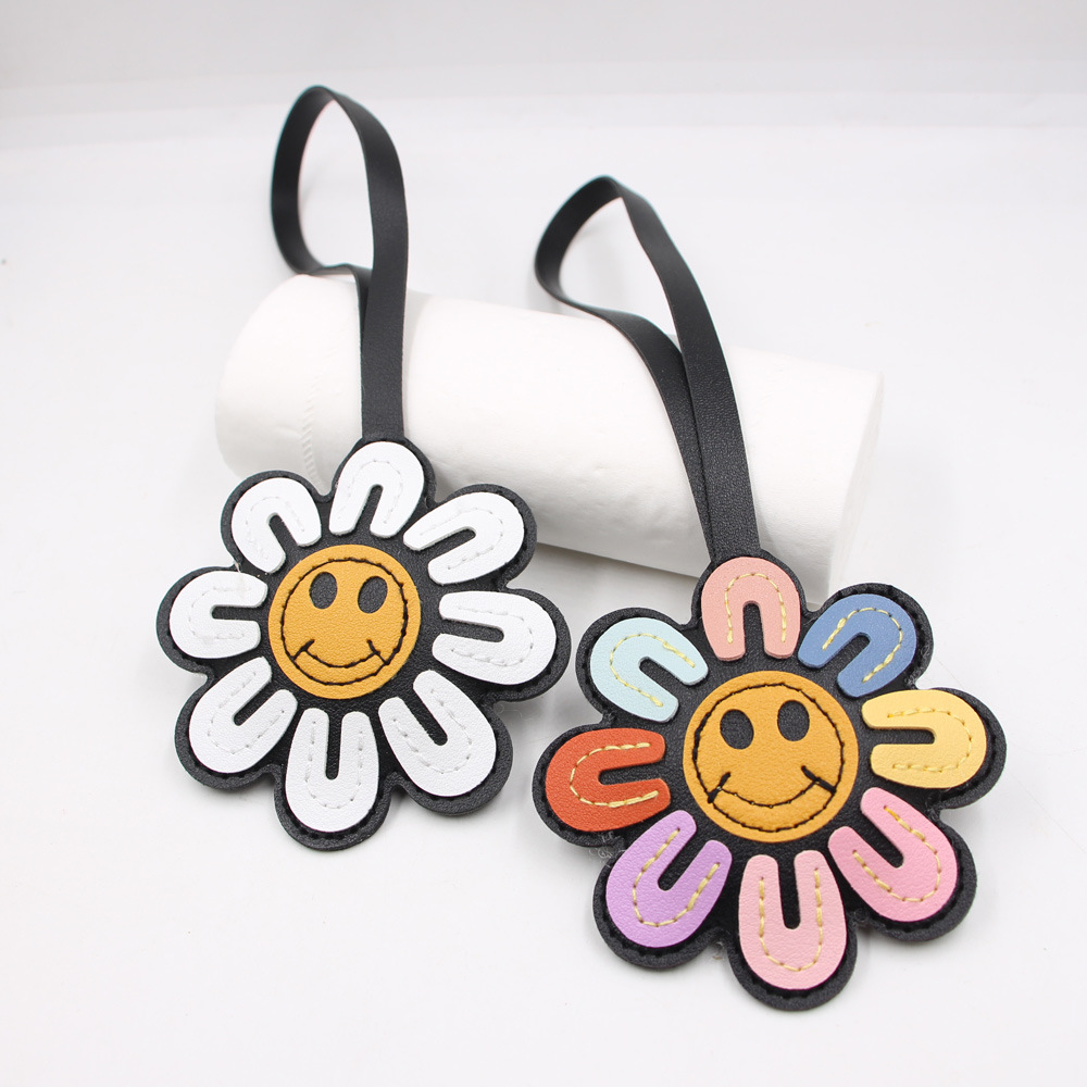 해바라기 모양의 즐거운 얼굴 꽃 열쇠고리, 인조 가죽  - Phone Accessories Ideas 리뷰 및 가격