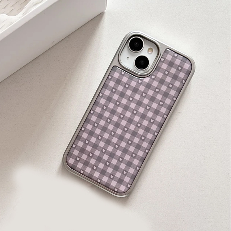 핑크 퍼플 하트 모양 체크무늬 한국 인스 걸 하트 귀여 - Y2K Phone Accessories 리뷰 및 가격