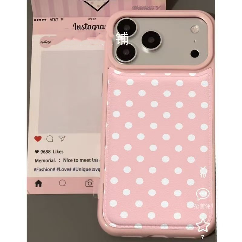 인스 트렌디 귀여운 핑크 물방울 무늬 가죽 폰 케이스  - Y2K Phone Accessories 리뷰 및 가격