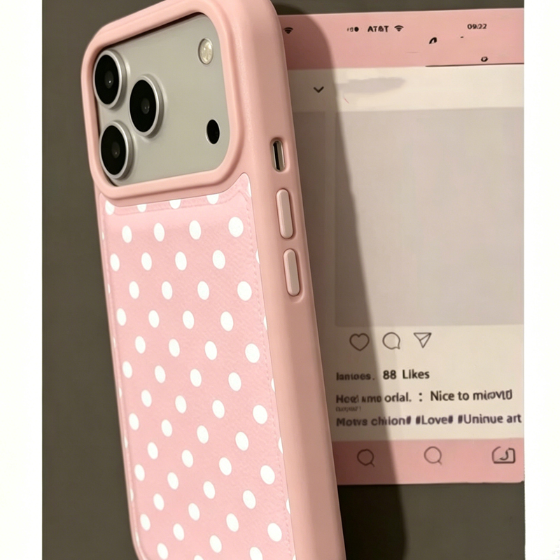 인스 트렌디 귀여운 핑크 물방울 무늬 가죽 폰 케이스  - Y2K Phone Accessories 리뷰 및 가격