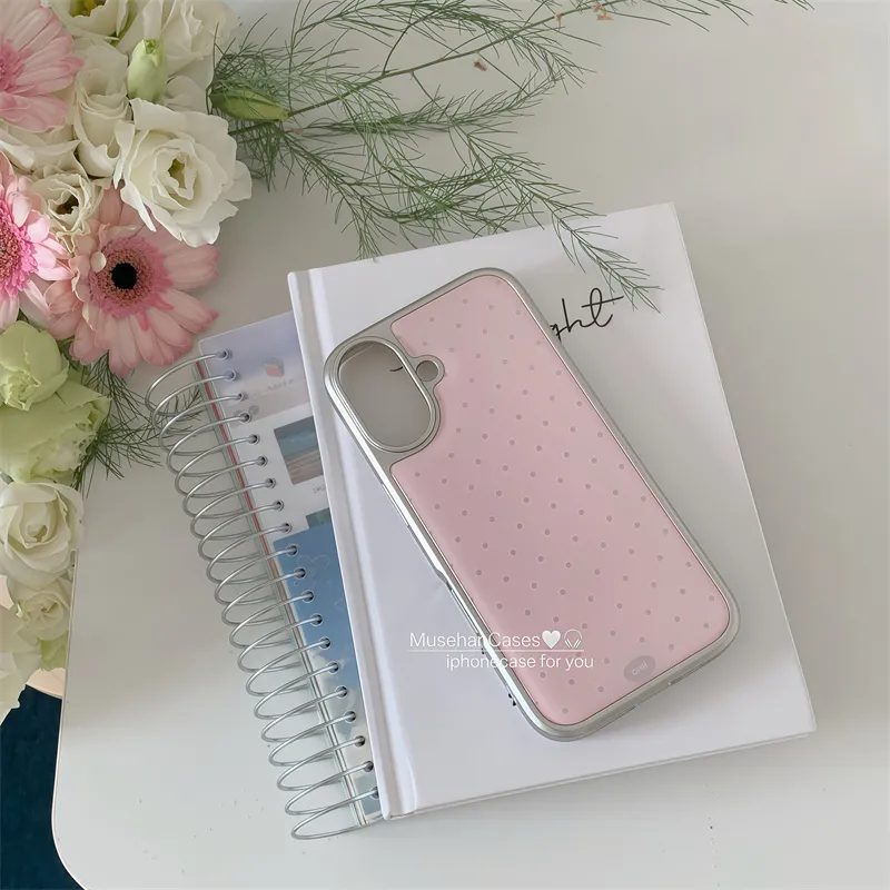 한국 인스 크림 핑크 물방울 무늬 아트 패션 만화 창의 - Y2K Phone Accessories 리뷰 및 가격