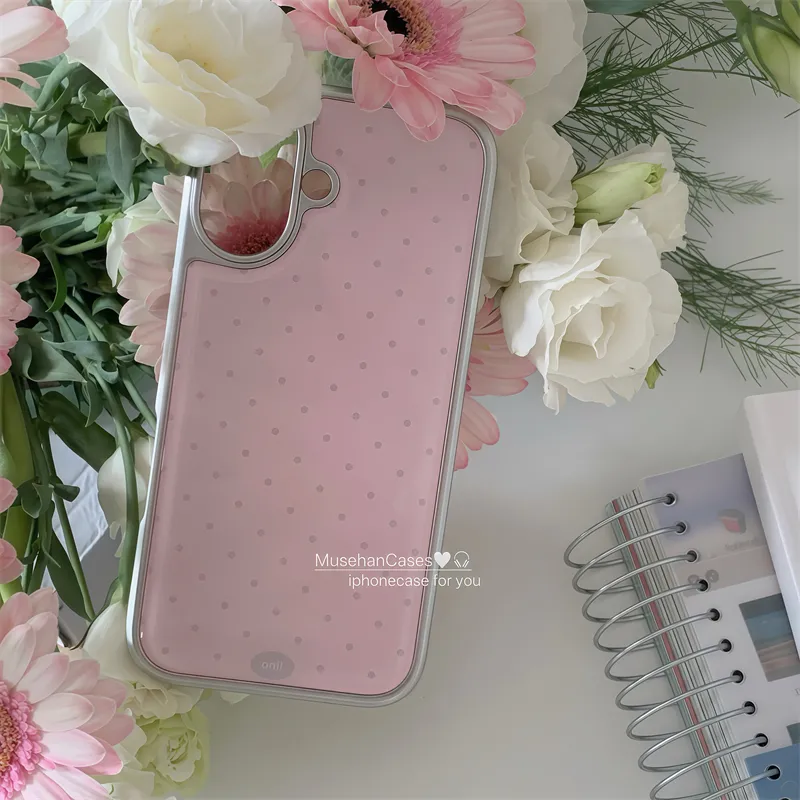 한국 인스 크림 핑크 물방울 무늬 아트 패션 만화 창의 - Y2K Phone Accessories 리뷰 및 가격