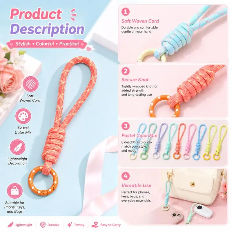 손으로 짠 휴대폰 줄, 분실 방지 매듭 로프 스트랩,  - Phone Accessories For Car 리뷰 및 가격
