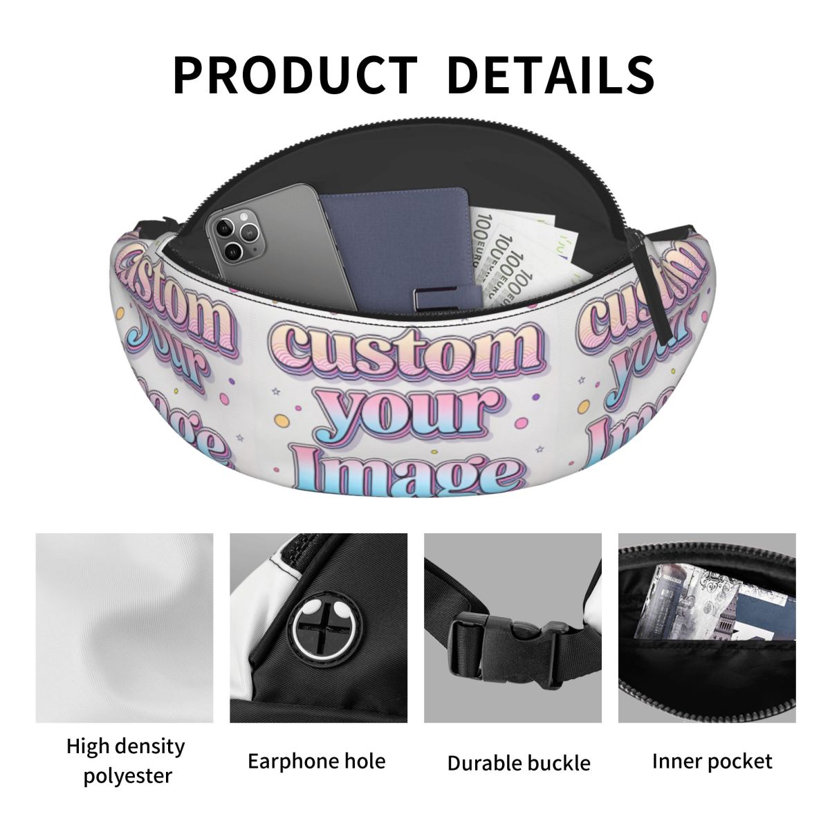 사용자 정의 사진 로고 텍스트 패니 백 맞춤형 이미지  - Phone Accessories Images 리뷰 및 가격