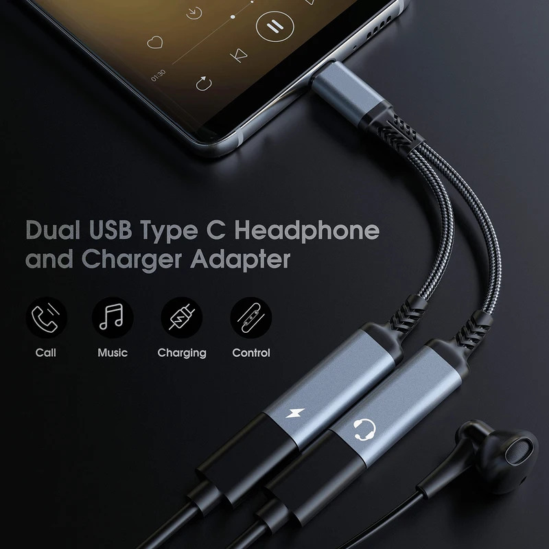 OTG 2 in 1 USB C 스플리터 듀얼 타입 US - Earphone Splitter Jack 리뷰 및 가격