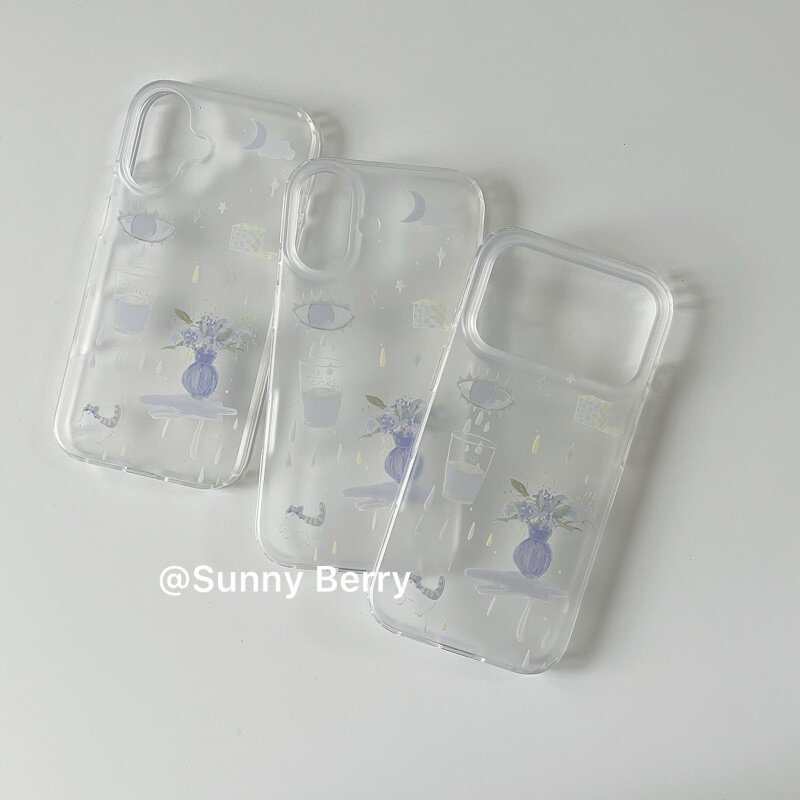 한국 인스 블루 티어 베이스 일러스트레이션 폰 케이스  - Y2K Phone Accessories 리뷰 및 가격