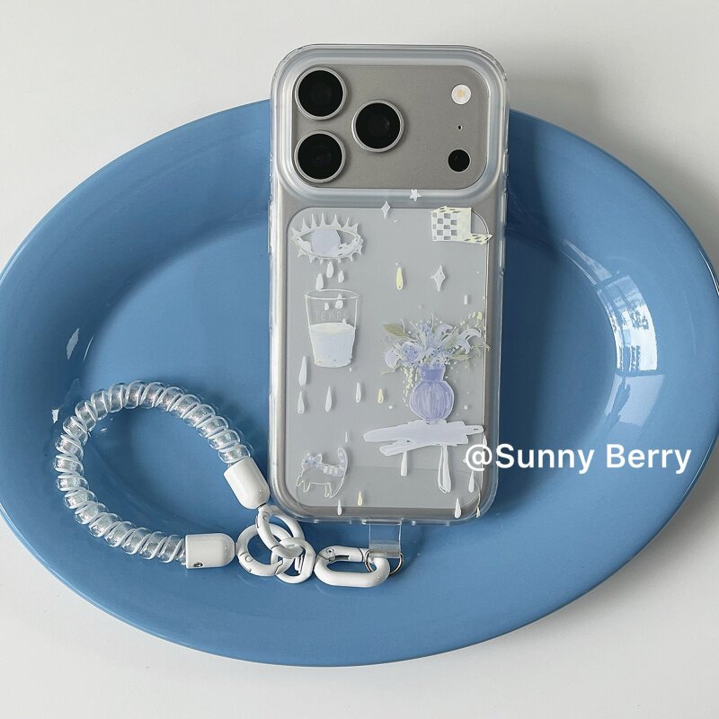 한국 인스 블루 티어 베이스 일러스트레이션 폰 케이스  - Y2K Phone Accessories 리뷰 및 가격
