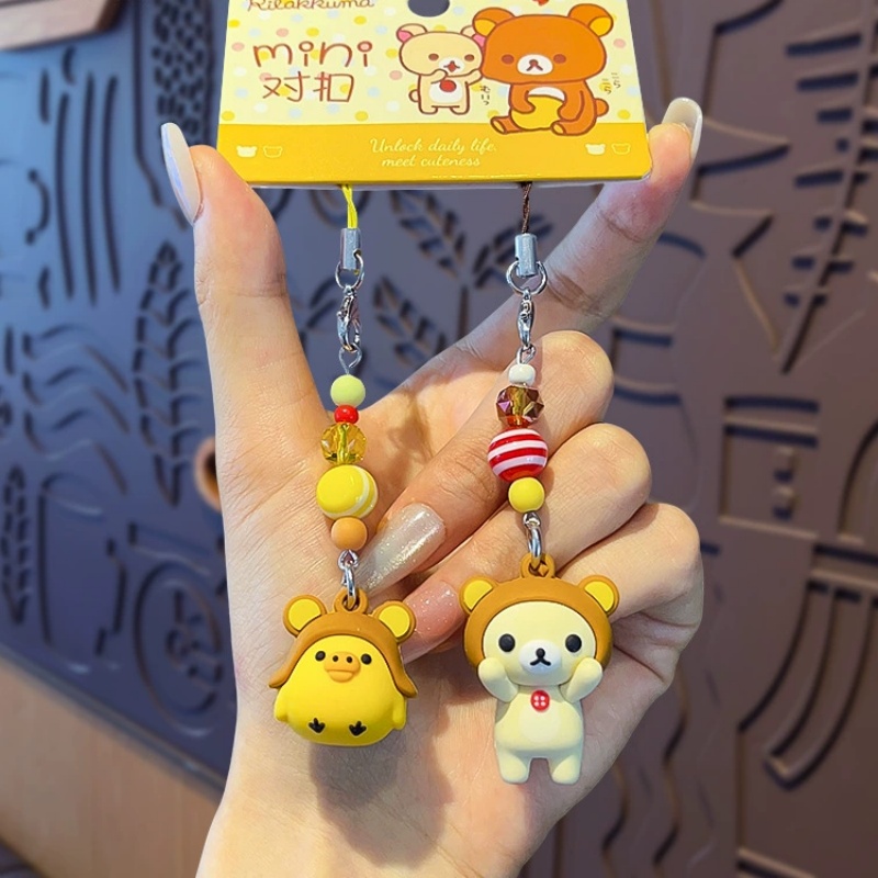 귀여운 리락쿠마 코릴락쿠마 키체인 리본 비즈 펜던트 만 - Phone Accessories For Car 리뷰 및 가격