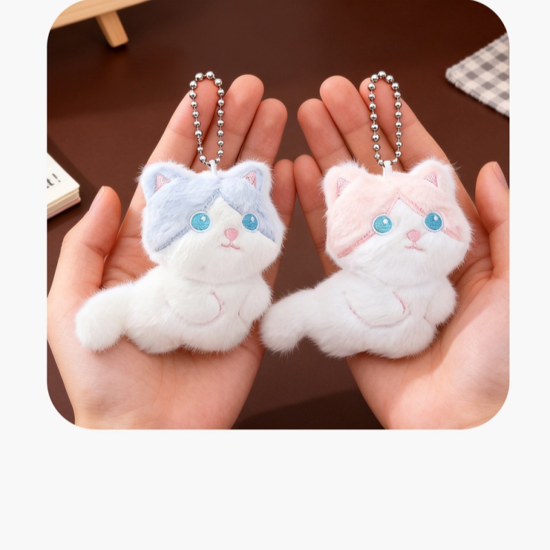   귀여운 삼색 고양이 플러시 키체인, 가방 참, 커플 - Phone Accessories For Car 리뷰 및 가격