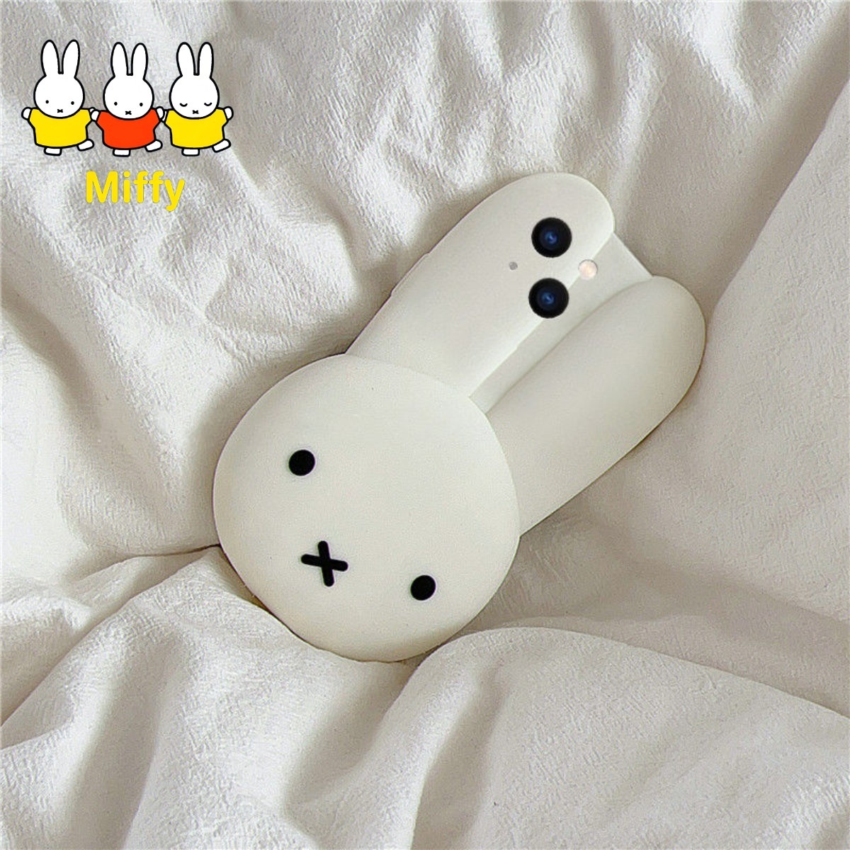 Miffy 토끼 흰색 실리콘 전화 케이스 만화 큰 귀  - Phone Accessories Images 리뷰 및 가격