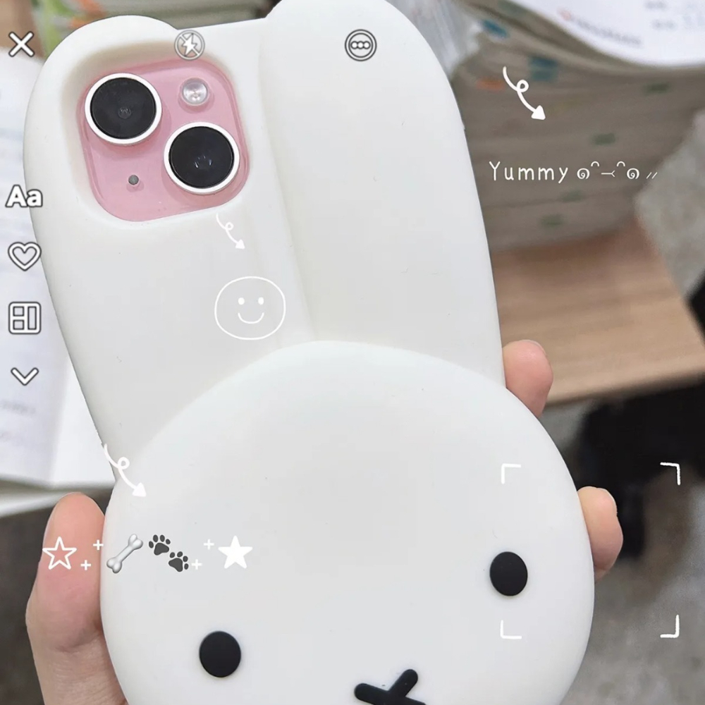 Miffy 토끼 흰색 실리콘 전화 케이스 만화 큰 귀  - Phone Accessories Images 리뷰 및 가격