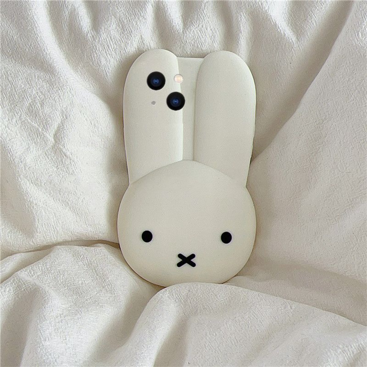 Miffy 토끼 흰색 실리콘 전화 케이스 만화 큰 귀  - Phone Accessories Images 리뷰 및 가격