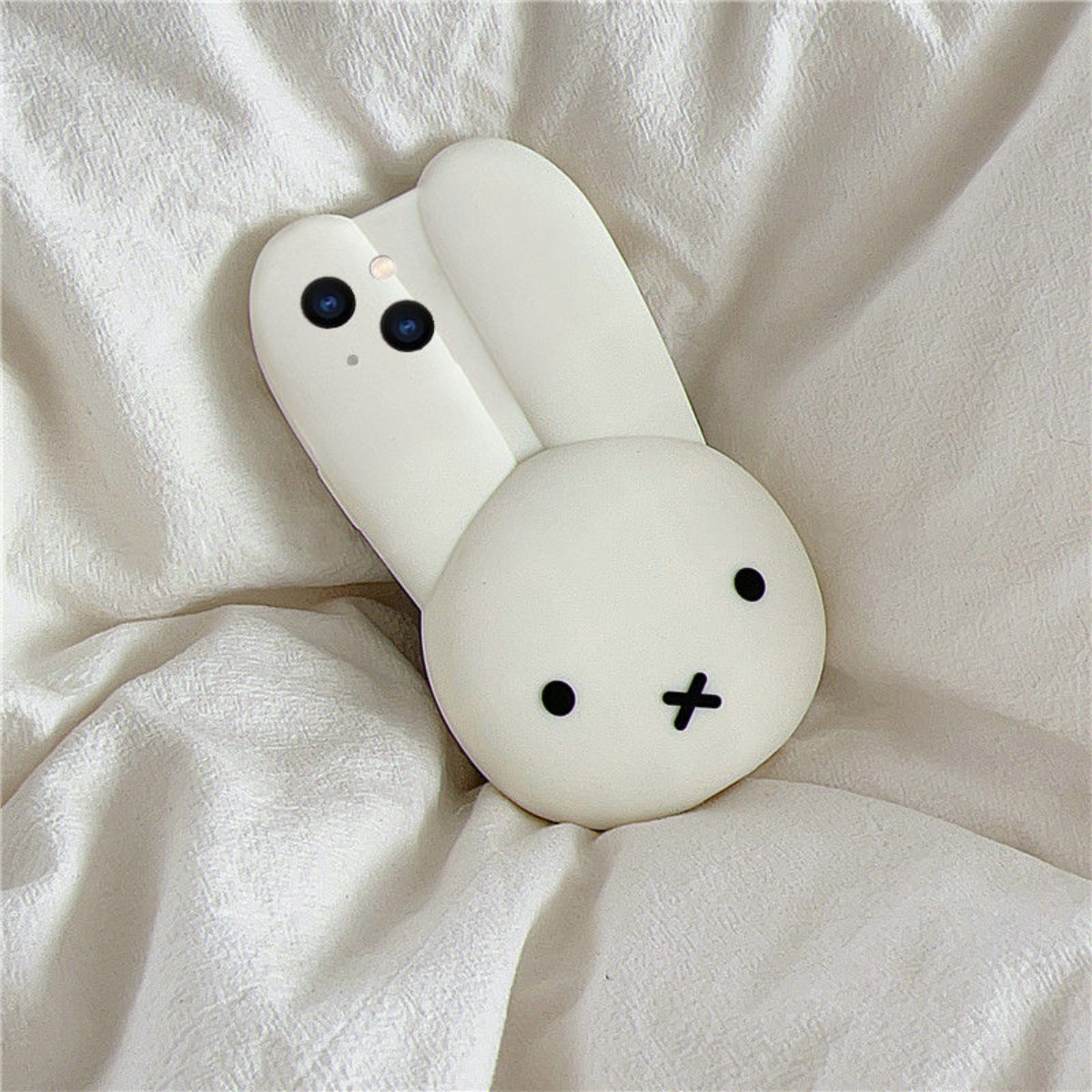 Miffy 토끼 흰색 실리콘 전화 케이스 만화 큰 귀  - Phone Accessories Images 리뷰 및 가격